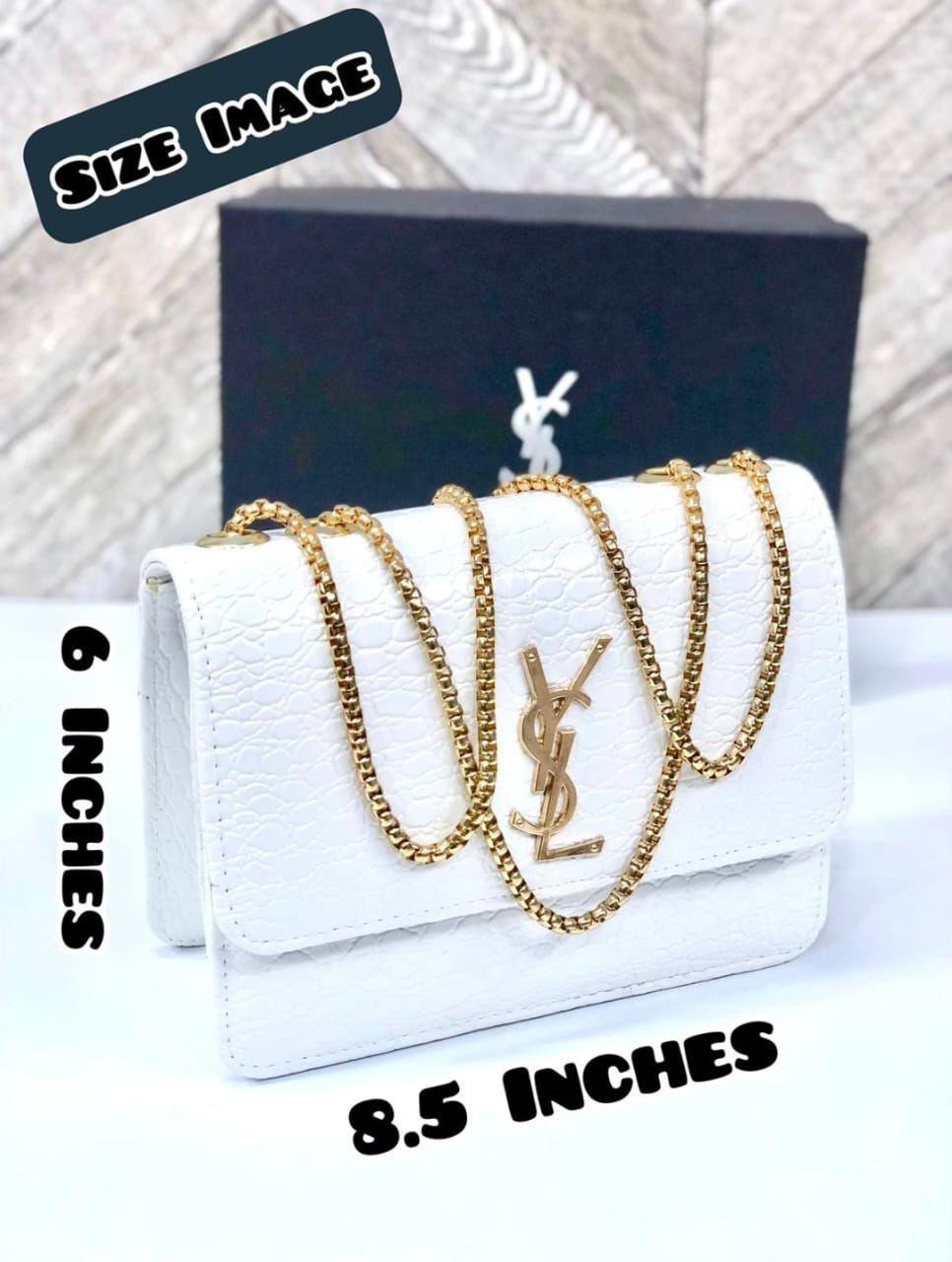 White YSL Logo Crossbody Bag for Girls